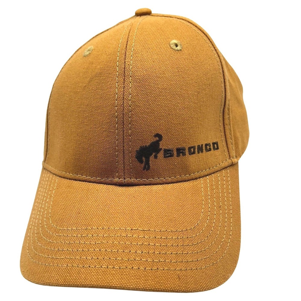 Ford Bronco Baseball Cap Brown Cotton Canvas Embroidered Logo Adjustable Hat
